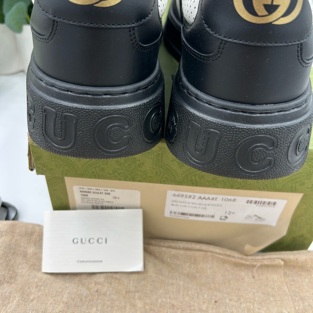 Men's Gucci GG embossed Leather black/white sneakers size 12.5 made in Italy - Picture 8 of 10
